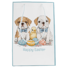 Sacola Para Presentes Média Feliz Páscoa English Bulldogs