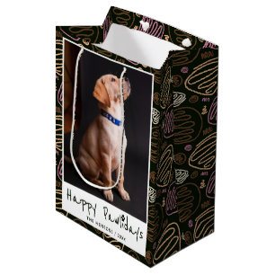 Sacola Para Presentes Média Feliz Pawlidays Engraçado Foto Pet Pun