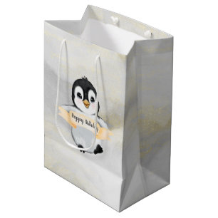 Sacola Para Presentes Média Feliz Pinguim Deseja Um Feliz Aniversário