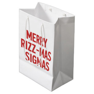 Sacola Para Presentes Média Feliz Rizz-Natal Sigmas Natal Engraçado Snarky