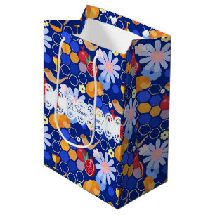 Sacola Para Presentes Média Feliz Rosh Hashanah Jewish Ano Novo Padrão Floral