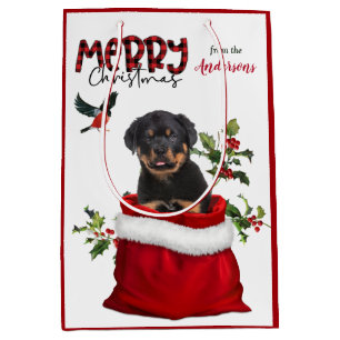 Sacola Para Presentes Média Feliz Rottweiler Cachorro Cachorro