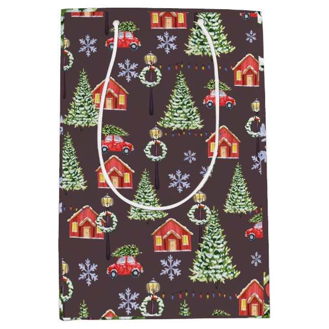 Sacola Para Presentes Média Feliz Slothmas Sloth Cute Natal (Frente)