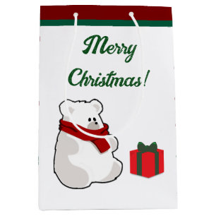 Sacola Para Presentes Média Feliz Urso Polar em Escarpa Vermelha, Cartografia