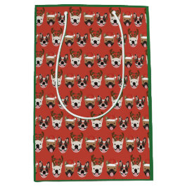Sacola Para Presentes Média Feliz Woofmas Bulldogues Franceses Cabeças de Nata