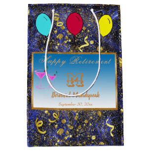 Sacola Para Presentes Média Felizes Balões de Reforma, Glitter e Streamers