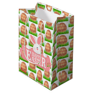 Sacola Para Presentes Média Felz pascoa Holiday Bunny Floral