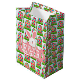Sacola Para Presentes Média Felz pascoa Holiday Bunny Floral