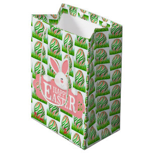 Sacola Para Presentes Média Felz pascoa Holiday Bunny Floral