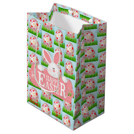Sacola Para Presentes Média Felz pascoa Holiday Bunny Floral