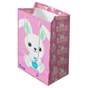 Sacola Para Presentes Média Felz pascoa Holiday Bunny Floral