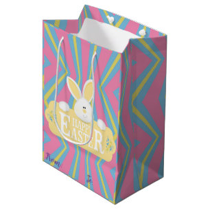 Sacola Para Presentes Média felz pascoa Holiday Bunny Floral