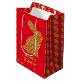 Sacola Para Presentes Média Felz pascoa Holiday Bunny Floral