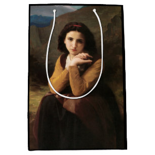 Sacola Para Presentes Média Femme Mignonne de Jovem Mulher por Bouguereau