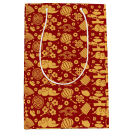 Sacola Para Presentes Média Feng Shui Chic para o Ano do Dragão Vermelho Chinê