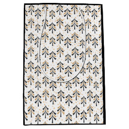 Sacola Para Presentes Média Feriado de Árvores de Natal Douradas em Chic Trend