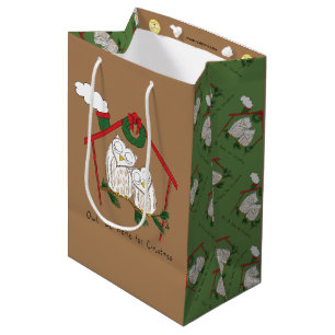 Sacola Para Presentes Média Feriado de Natal da Coruja Engraçado