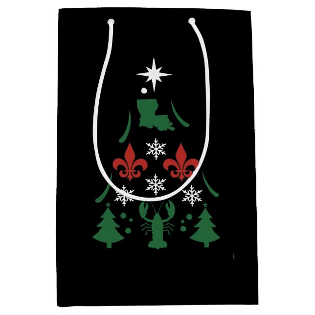 Sacola Para Presentes Média Feriado de Natal da Louisiana Cajun (Frente)