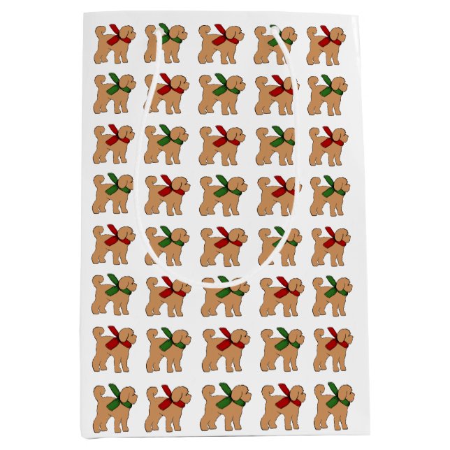 Sacola Para Presentes Média Feriado de Natal do Cachorro Doodal (Frente)