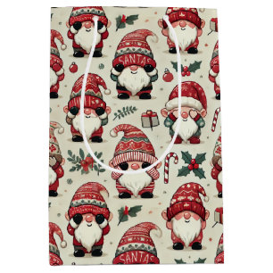 Sacola Para Presentes Média Feriado de Natal Gnomo Ilustrado Sem Previsão