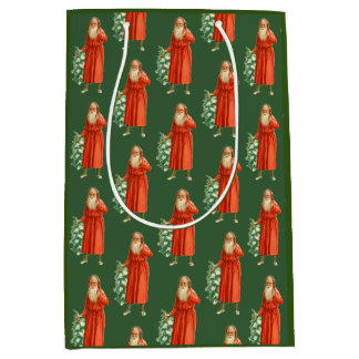 Sacola Para Presentes Média Feriado dos Natais vintages do Pai Natal do Mundo