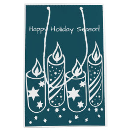 Sacola Para Presentes Média Feriado Feliz das Velas Azuis Profissionais