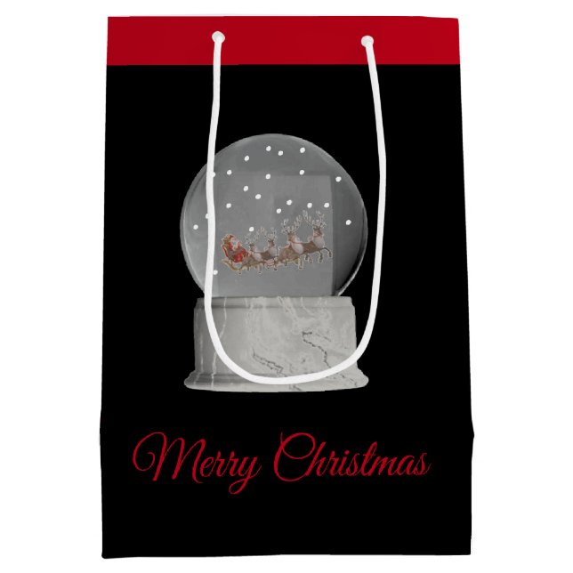Sacola Para Presentes Média Feriado Natal Gift Bag Snow Globe (Verso)