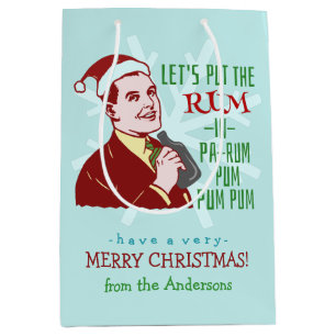 Sacola Para Presentes Média Feriado retro do adulto do rum da festa de Natal