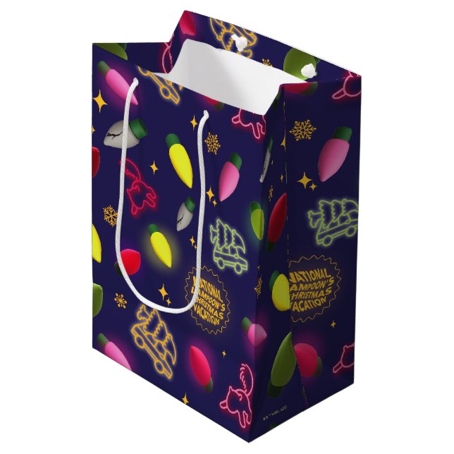 Sacola Para Presentes Média Férias de Natal | Padrão de férias (Frente inclinada)