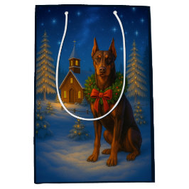 Sacola Para Presentes Média Férias do Doberman Vermelho