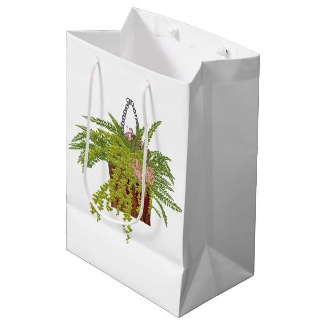 Sacola Para Presentes Média Fern Ivy Hanging Plant Botanical Illustration Art (Frente inclinada)