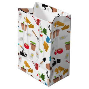 Sacola Para Presentes Média Ferramentas de jardinagem Plantas Padrão de jardin