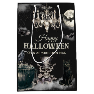 Sacola Para Presentes Média Festa Anual de Halloween Dark Vintage Gothic Skull