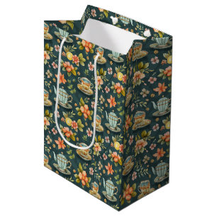 Sacola Para Presentes Média Festa com roupa de chá, amantes de chá