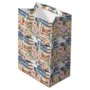 Sacola Para Presentes Média festa de amantes de flores de livros fofos
