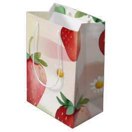 Sacola Para Presentes Média Festa de aniversário arco-íris de morangos frescos