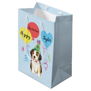 Sacola Para Presentes Média Festa de aniversário Balões Beagle