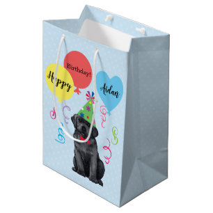 Sacola Para Presentes Média Festa de aniversário Balões Preto