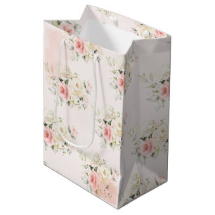 Sacola Para Presentes Média Festa de aniversário Botânica, Floral, rosa, 75.a