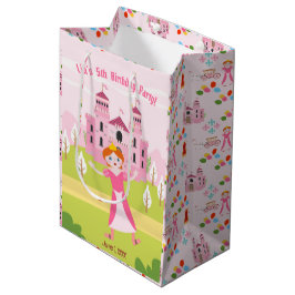 Sacola Para Presentes Média Festa de Aniversário da Princesa Real menina