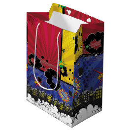 Sacola Para Presentes Média Festa de Aniversário de Arte Pop de Quadrinhos Col
