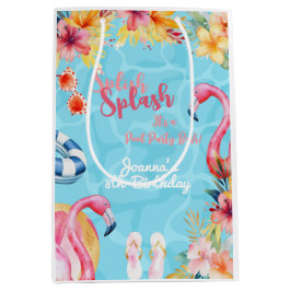 Sacola Para Presentes Média Festa de aniversário de piscina de verão do Havaí