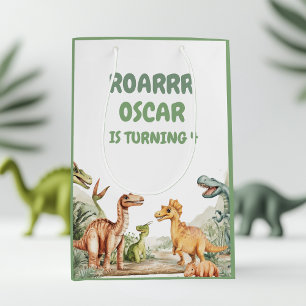 Sacola Para Presentes Média Festa de aniversário do Dinossauro em Andamento