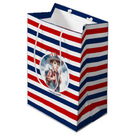 Sacola Para Presentes Média Festa de Aniversário do Menino Patriota Americano