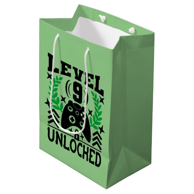 Sacola Para Presentes Média Festa de aniversário legal do videogame (Frente inclinada)