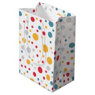 Sacola Para Presentes Média Festa de aniversário verde-Bolinhas simples e verm