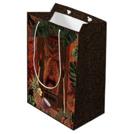 Sacola Para Presentes Média Festa de Aniversário Vintage Tiki Aloha Luau Havai