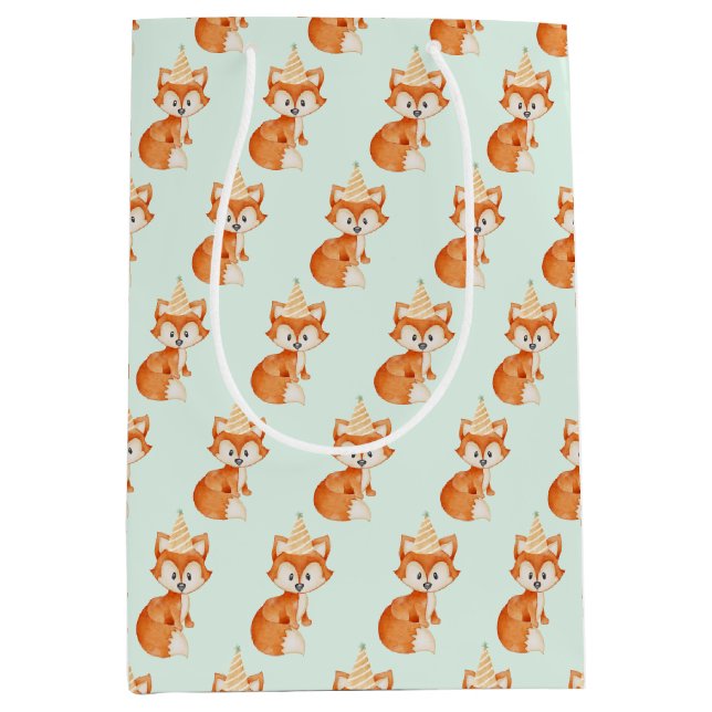 Sacola Para Presentes Média Festa de Borracha de Fox Woodland Que Feliz Aniver (Frente)