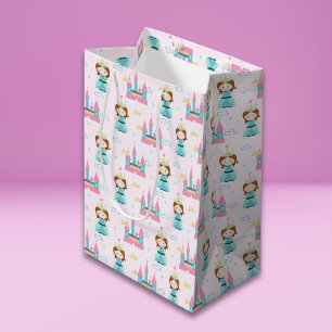Sacola Para Presentes Média Festa de Chá de fraldas da Princesa Rosa e Bonita