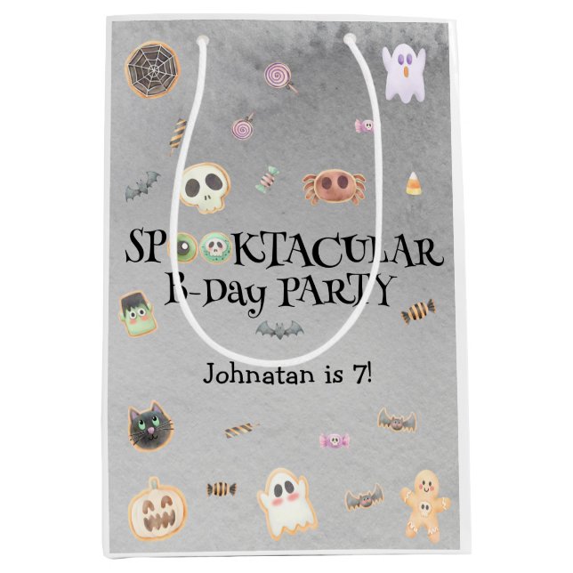 Sacola Para Presentes Média Festa de crianças de aniversário Spooktacular (Frente)